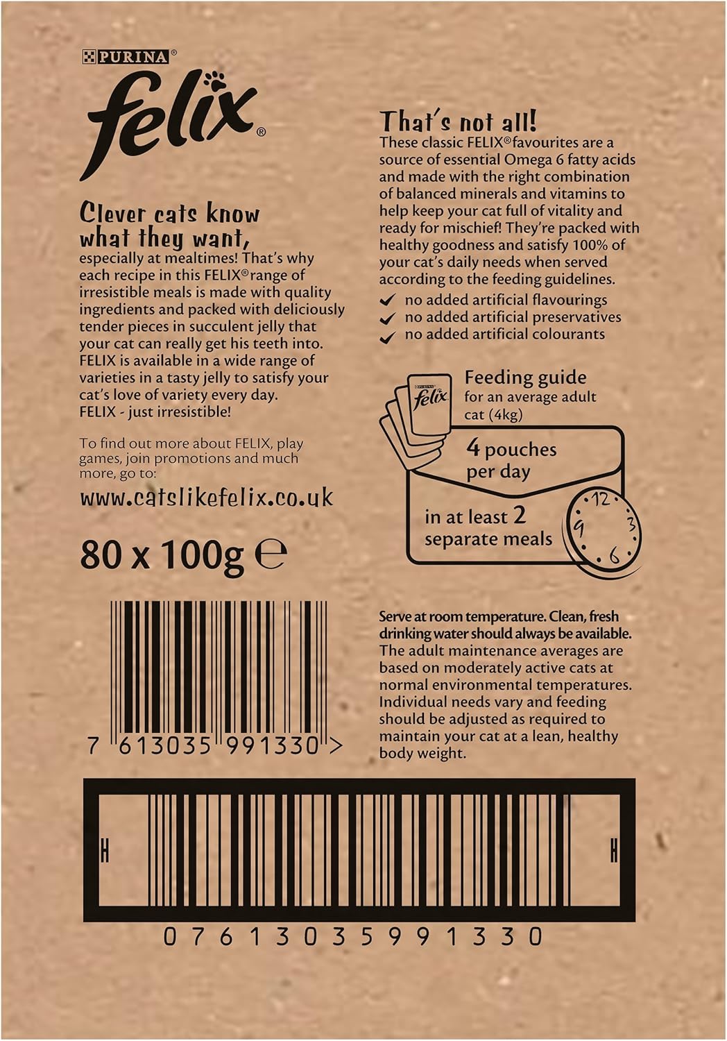 Felix Mixed Selection in Jelly Cat Food, 100 g x 80 Pouches