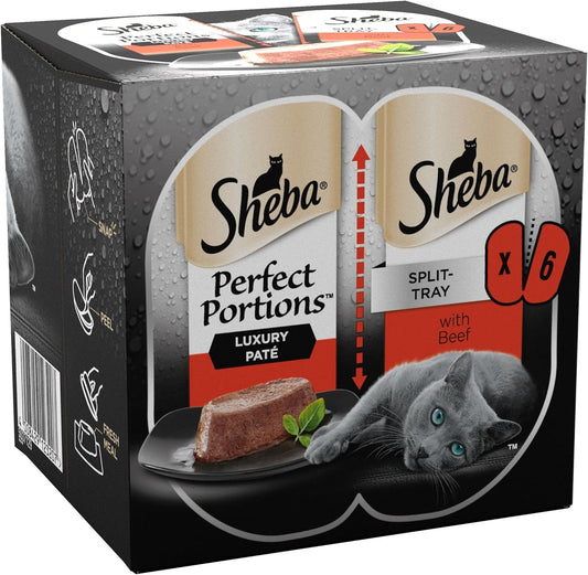 Sheba Perfect Portions Beef in Loaf - Adult Wet Cat Food Trays, Pack of 8 (8 x 6 Trays x 37.5 g)