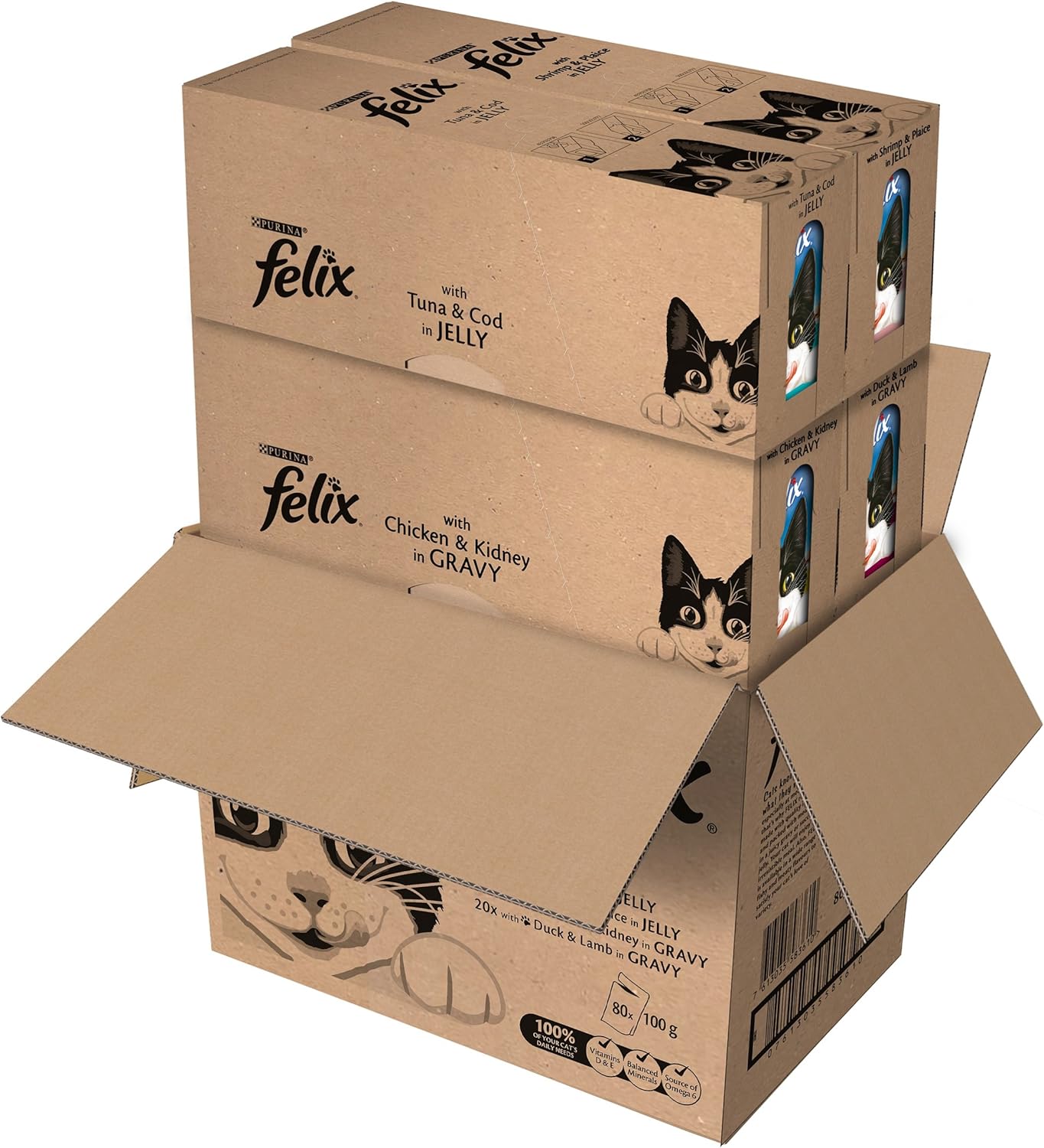 Felix Mixed Selection in Jelly Cat Food, 100 g x 80 Pouches